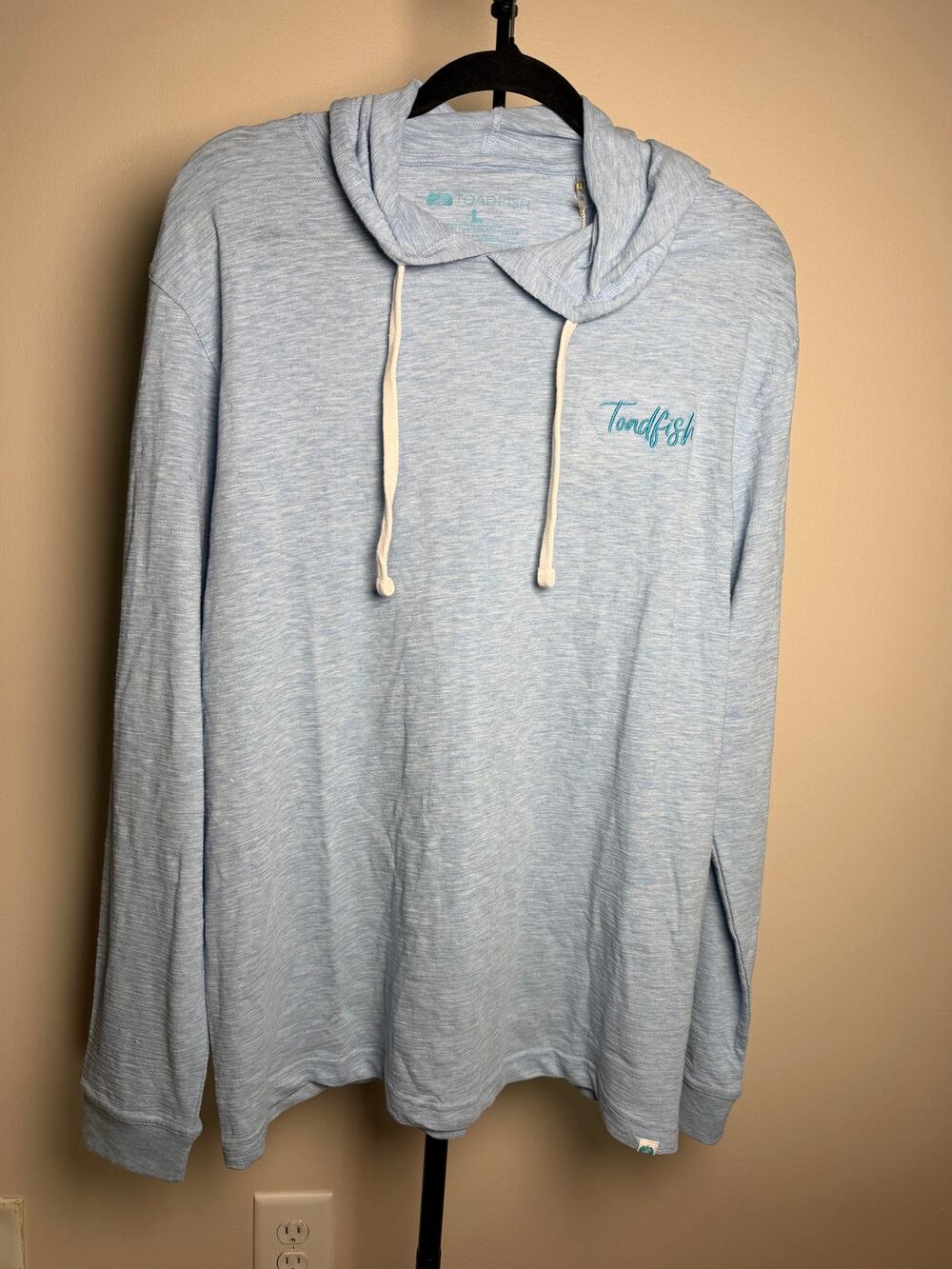Toadfish Slub Hoody Shirt Ice Blue Size Large Cotton Blend NWT